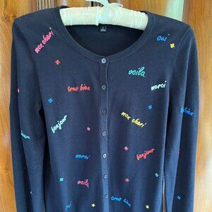Talbot's French petite sweater with French sayings